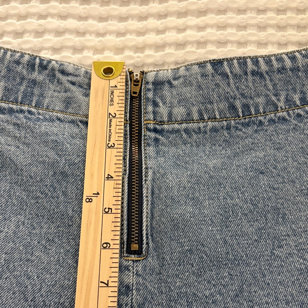 Altar'd State Blue Denim Wrap Short Skort with Side Tie Zipper Front SZ M - Picture 9 of 11